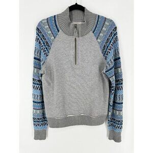 Sundance Blue Fair Isle Nordic Long Sleeve 100% Cotton Sweater Women’s M EUC